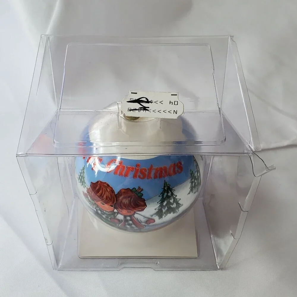 VTG Hummelwerk 1980 Redhead Skaters Satin Christmas Ornament